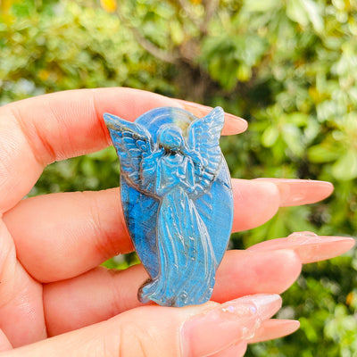 Eastern Mystiques Wholesale Natural Labradorite Carvings European and American Hot-Selling Angel Butterfly Pendant Ornaments Gray Moonstone