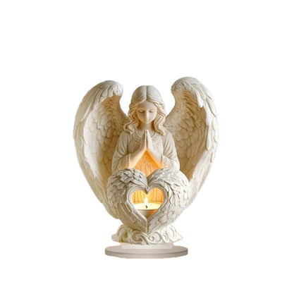 Eastern Mystiques Elegant White Angel with Heart 2D Acrylic Decorative Statue Perfect Easter Ornament