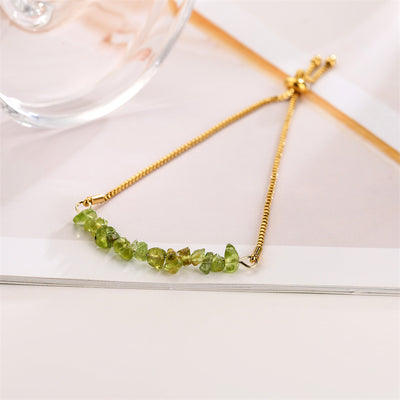 Eastern Mystiques Natural Crystal Bracelet Crushed Stone Beaded Handmade Adjustable Stainless Steel Chain Bracelet
