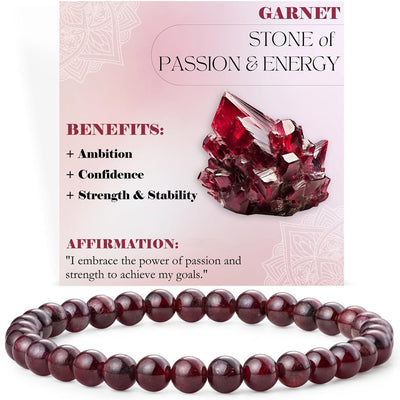 Eastern Mystiques 6mm Natural Stone Obsidian Amazonite Beaded Bracelet Elastic Cord Bracelet with Card