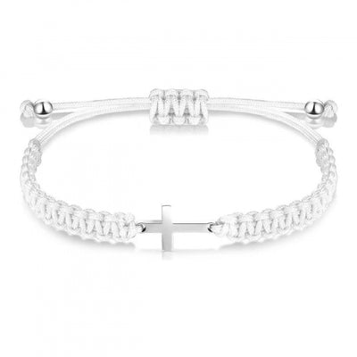 Eastern Mystiques Handmade Rope Woven Cross Bracelet Stainless Steel Pendant Birthday Gift Woven Steel Color Faith Cross Bracelet