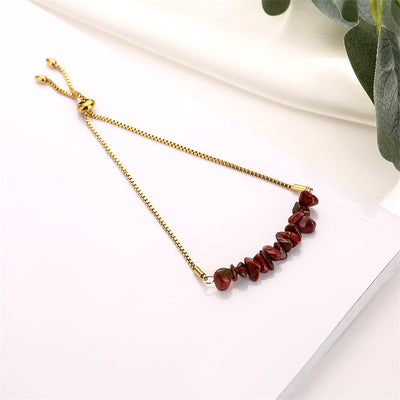 Eastern Mystiques Natural Crystal Bracelet Crushed Stone Beaded Handmade Adjustable Stainless Steel Chain Bracelet