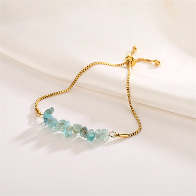 Eastern Mystiques Natural Crystal Bracelet Crushed Stone Beaded Handmade Adjustable Stainless Steel Chain Bracelet