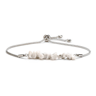 Eastern Mystiques Natural Crystal Bracelet Crushed Stone Beaded Handmade Adjustable Stainless Steel Chain Bracelet