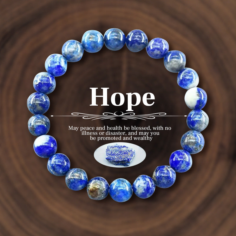 Eastern Mystiques Natural Stone Geometric Beaded Bracelet 8mm Tiger Eye Stone Lapis Lazuli Natural Stone Elastic Bracelet