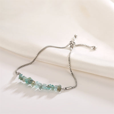 Eastern Mystiques Natural Crystal Bracelet Crushed Stone Beaded Handmade Adjustable Stainless Steel Chain Bracelet