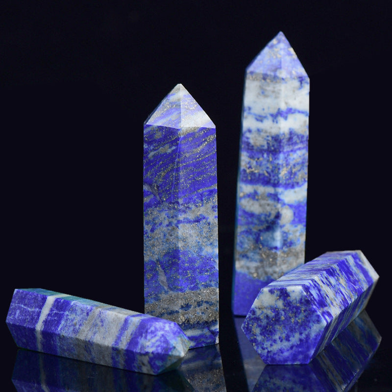 Eastern Mystiques Natural Crystal Column Amethyst Tiger Eye Stone Lapis Lazuli Hand-polished Mineral Home Decoration Series